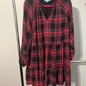 CeCe Plaid Long Sleeve Dress